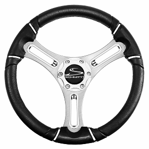 BOATZON | Schmitt Marine Torcello 14' Wheel - 04 Series - Polyurethane Wheel w/Chrome Trim & Cap - Brushed Spokes - 3/4' Tapered Shaft