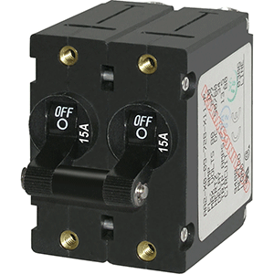 BOATZON | Blue Sea 7234 A-Series Double Pole Toggle - 15A - Black