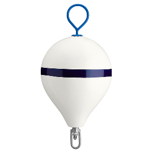 BOATZON | Polyform Mooring Buoy w/Iron 17' Diameter - White Blue Stripe