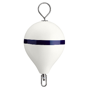 BOATZON | Polyform Mooring Buoy w/SS 17' Diameter - White Blue Stripe