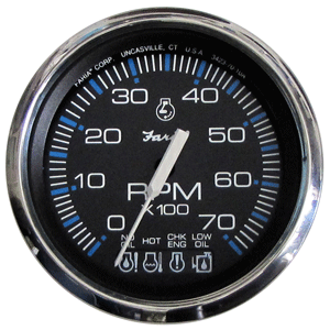BOATZON | Faria Chesapeake Black SS 4' Tachometer w/Systemcheck Indicator - 7000 RPM (Gas) f/ Johnson / Evinrude Outboard)
