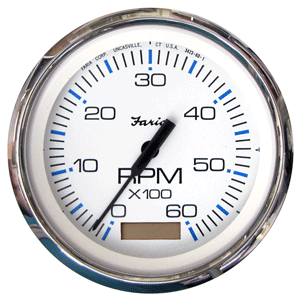 BOATZON | Faria Chesapeake White SS 4' Tachometer w/Hourmeter - 6000 RPM (Gas)(Inboard)