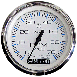 BOATZON | Faria Chesapeake White SS 4' Tachometer w/Systemcheck Indicator - 7000 RPM (Gas) (Johnson/Evinrude Outboard)