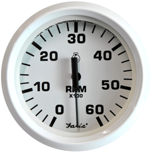 BOATZON | Faria Dress White 4' Tachometer - 6000 RPM (Gas) (Inboard & I/O)