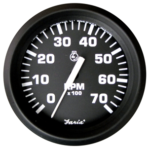 BOATZON | Faria Euro Black 4' Tachometer - 7,000 RPM (Gas - All Outboard)