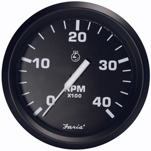 BOATZON | Faria Euro Black 4' Tachometer - 4000 RPM (Diesel - Magnetic Pick-Up)