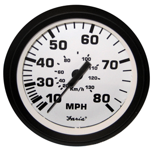BOATZON | Faria Euro White 4' Speedometer - 80MPH (Pitot)