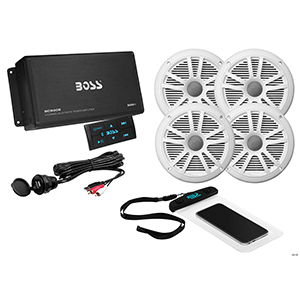 BOATZON | Boss Audio ASK904B.64 4 Channel Amplifier & 2 Pairs of 6.5' Speaker Kit - White