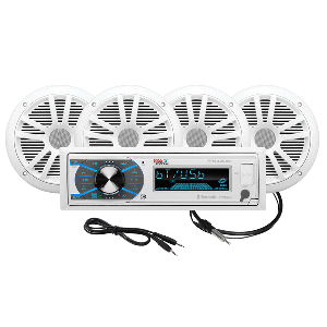 BOATZON | Boss Audio MCK632WB.64 Marine Stereo & 2 Pairs of 6.5' Speaker Kit - White