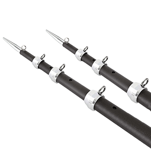 BOATZON | Tigress XD 3k Carbon Fiber Telescoping Outrigger Poles - 18 feet - Matte Black/ Silver - Pair
