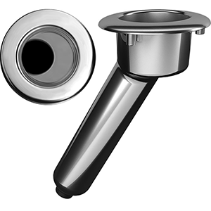 BOATZON | Mate Series Elite Screwless Stainless Steel 30° Rod & Cup Holder - Drain - Round Top