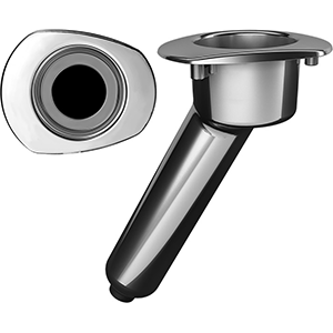 BOATZON | Mate Series Elite Screwless Stainless Steel 30° Rod & Cup Holder - Drain - Oval Top
