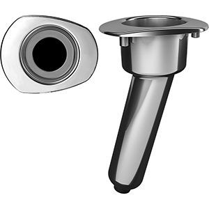 BOATZON | Mate Series Elite Screwless Stainless Steel 15° Rod & Cup Holder - Drain - Oval Top