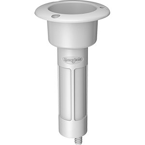 BOATZON | Mate Series Plastic 0° Rod & Cup Holder - Drain - Round Top - White
