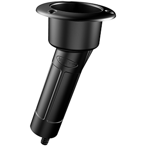 BOATZON | Mate Series Plastic 15° Rod & Cup Holder - Drain - Round Top - Black