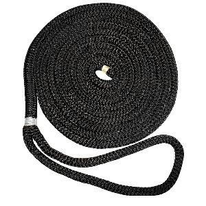 BOATZON | New England Ropes 5/8' X 15' Nylon Double Braid Dock Line - Black