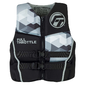 BOATZON | Full Throttle Men's Rapid-Dry Flex-Back Life Jacket - 2XL - Black/Grey